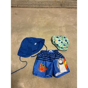 Bundle‎ boys Baby Swimwear Set Sun Hat swim Diaper Cover Shorts 0-6 months